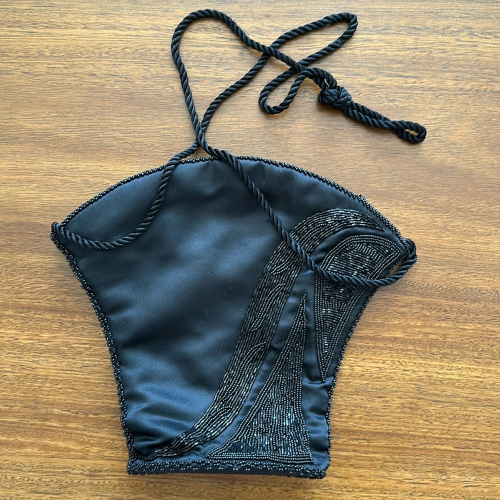Indolink Black Beaded Bag
